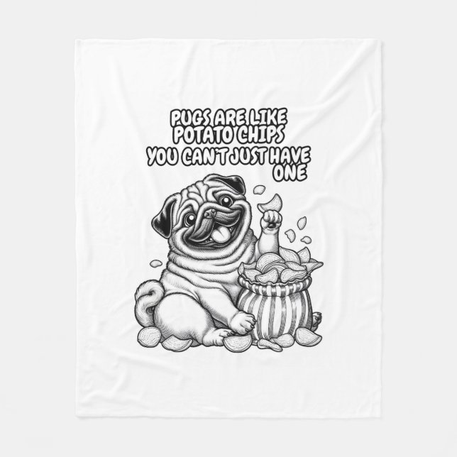 Cobertor De Velo Pug quente Blanket como batatas fritas (Frente)