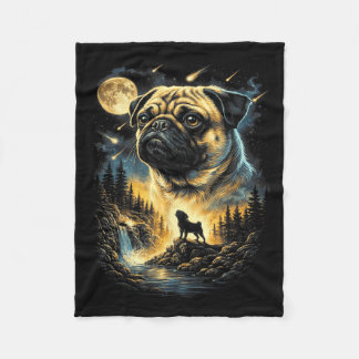 Cobertor De Velo Pug Uivando para a Lua Vintage 90s Cachorro Engraç