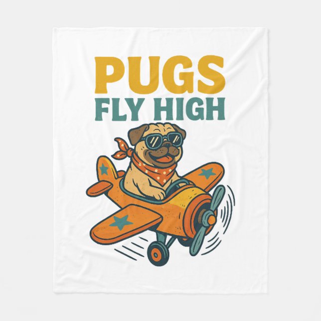 Cobertor De Velo Pugs Voam Alto (Frente)