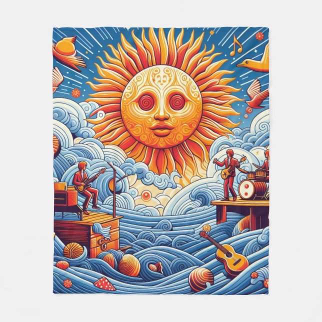 Cobertor De Velo Pulmão do Oceano Solto: Arte Vibrante no Festival  (Frente)