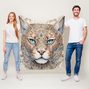 Cobertor De Velo Puma Face Surreal Art