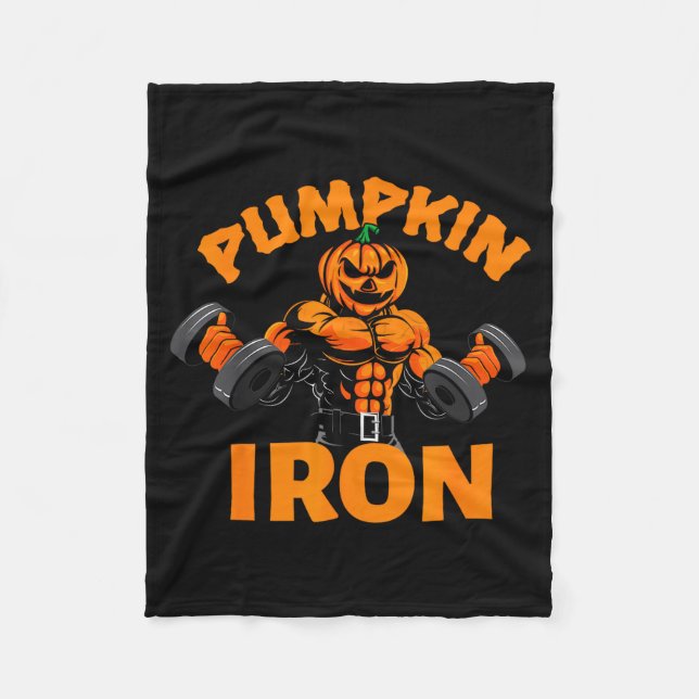 Cobertor De Velo Pumpkin Iron Halloween Gym Workout Lifting Pun Fun (Frente)