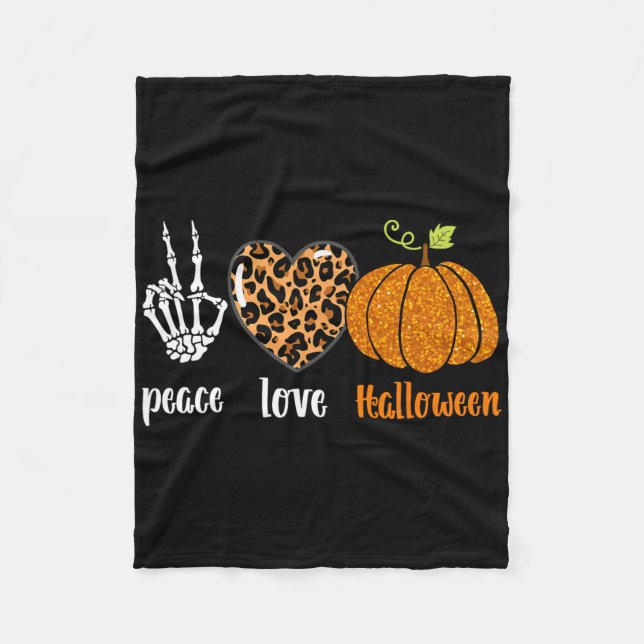 Cobertor De Velo Pumpkin Leopard no Halloween (Frente)