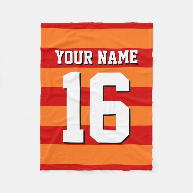 Cobertor De Velo Pumpkin Orange Team Jersey Preppy Stripe (Frente)