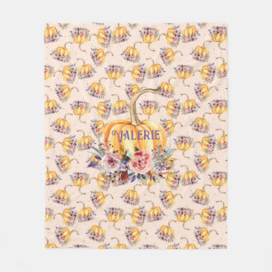 Cobertor De Velo Pumpkin pastel ouro bolinhas queda floral