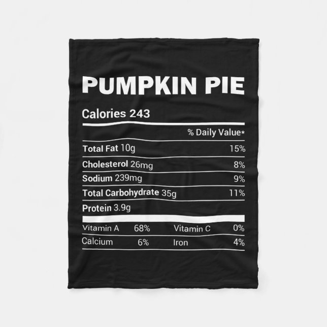 Cobertor De Velo Pumpkin Pie Nutrition Tee Engraçado Correspondênci (Frente)