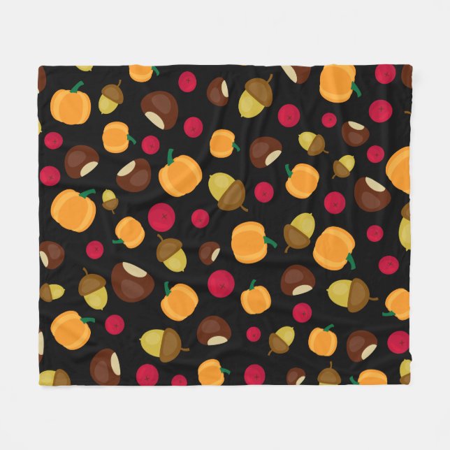 Cobertor De Velo Pumpkin Preto Berries Chestnut Patterno (Frente (Horizontal))