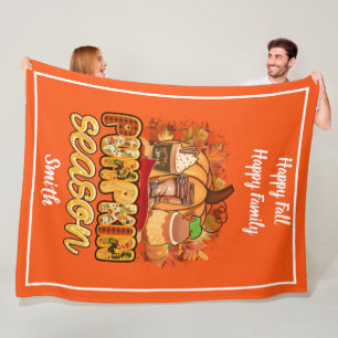 Cobertor De Velo Pumpkin Season Autumn Personalizar Texto e Cor