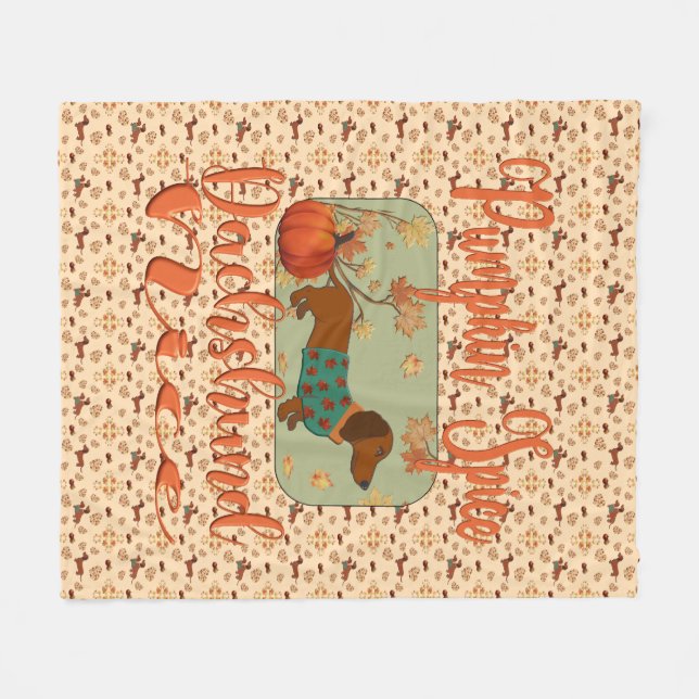 Cobertor De Velo Pumpkin Spice Dachshund Nice (Frente (Horizontal))