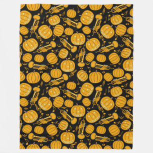 Cobertor De Velo Pumpkin Trumpet Music Notes Fleece Blanket