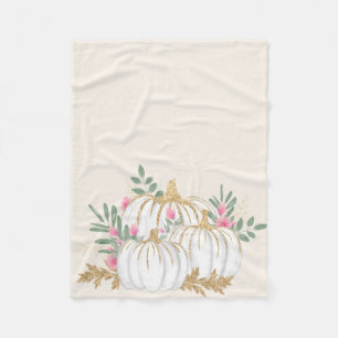 Cobertor De Velo Pumpkins branco e Dourado Aquarela