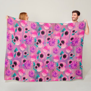 COBERTOR DE VELO PUMPKINS DE PINK E PURPLE CAIR E FLORES DE AQUA