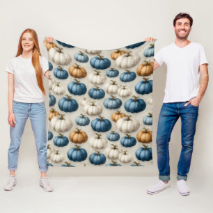 Cobertor De Velo Pumpkins Rustic Blue e Neutral