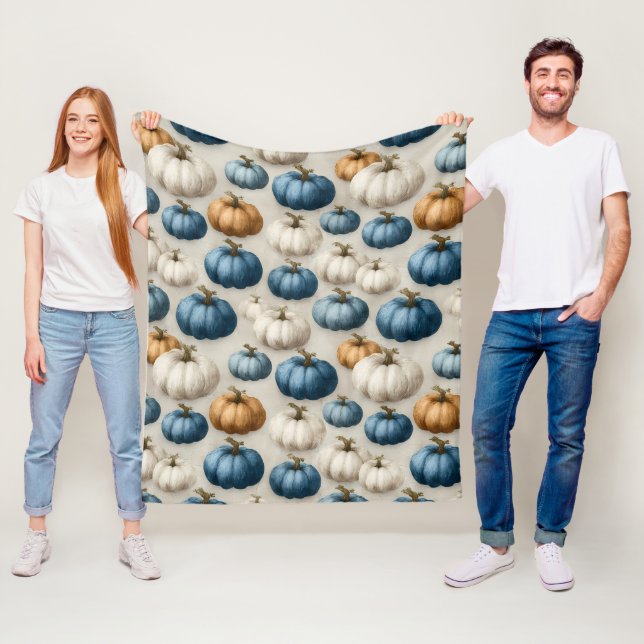 Cobertor De Velo Pumpkins Rustic Blue e Neutral (In Situ)