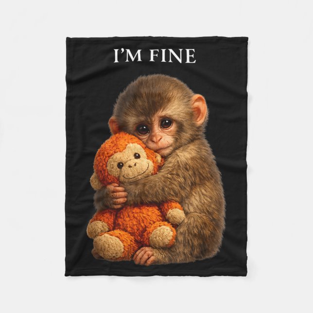 Cobertor De Velo Punch monkey cute baby funny animal  (Frente)