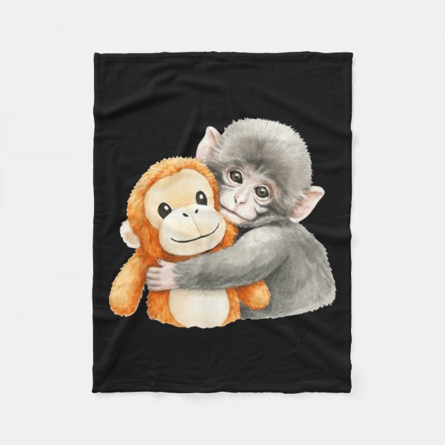 Cobertor De Velo Punchkung o macaco segurando meme de amigo de pelú (Frente)