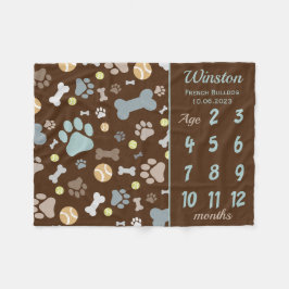 Cobertor De Velo Puppy Dog Paw Imprimir Milestone Manter Blanket