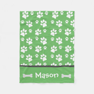 Cobertor De Velo Puppy Dog Paw Print Blanket Personalize com o nome