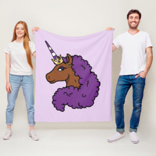 Cobertor De Velo Purple Afro Unicorn