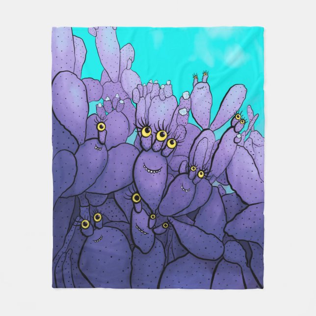 Cobertor De Velo Purple Cactus Funny Succult (Frente)