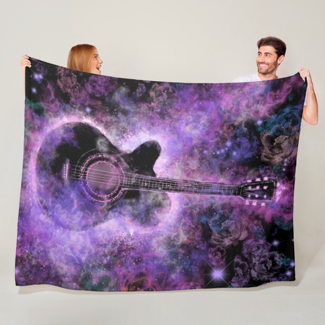 Cobertor De Velo Purple Fleece Blanket Guitar Music (In Situ)