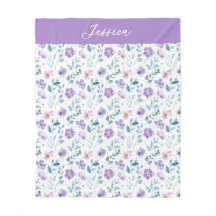 Purple Green Watercolor Wildflower Monogram Name