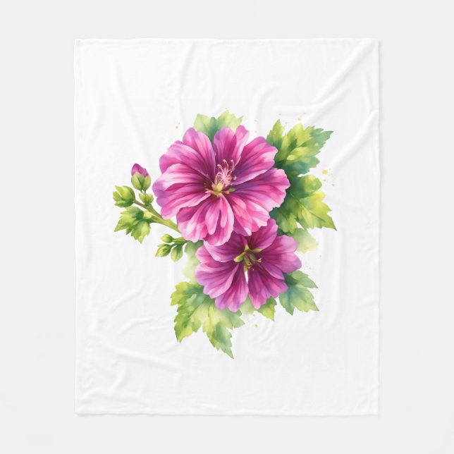 Cobertor De Velo Purple Watercolor Flower Illustration  (Frente)