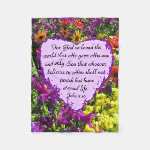 COBERTOR DE VELO PURPLE WILDFLOWER JOHN 3:16