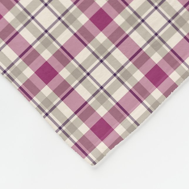 Cobertor De Velo Púrpura Brilhante e Padrão de Xadrez de Cinza (Quina)