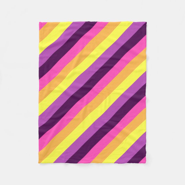 Cobertor De Velo Púrpura rosa - Listras de Retrô Pequenas Folhas (Frente)