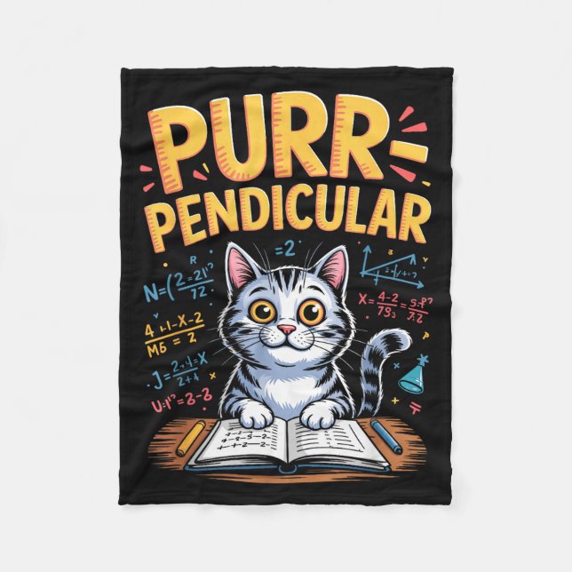 Cobertor De Velo Purr-pendicular Matemática Gato Trocadilho  (Frente)