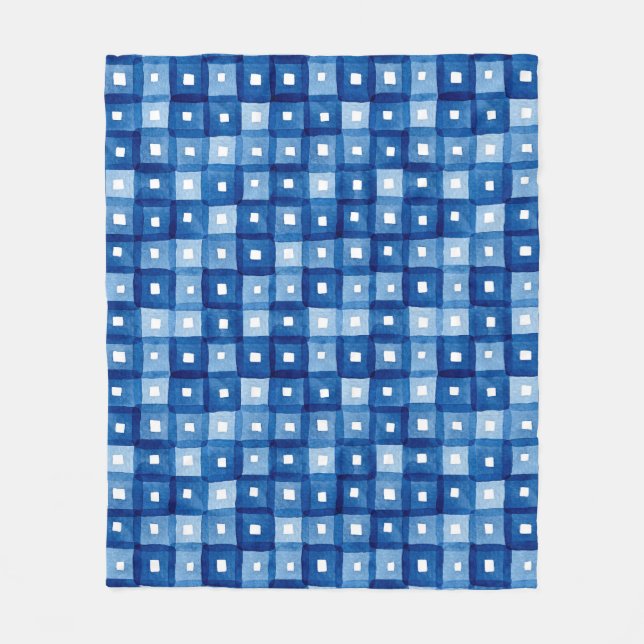Cobertor De Velo Quadrados Azuis, Mosaico Sem Costura Sem Mola. (Frente)