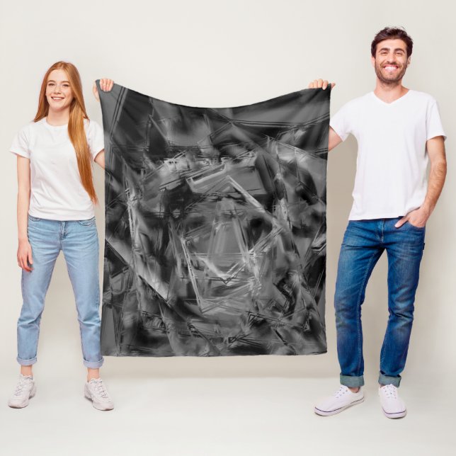 Cobertor De Velo Quadrados manchados de cinza preta, 'pinceladas er (In Situ)