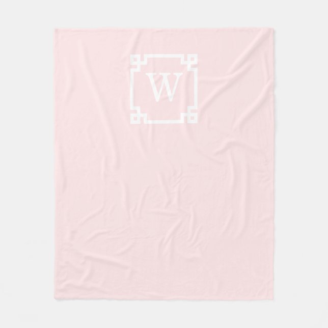 Cobertor De Velo Quadro de Chave Grega da rosa claro nº 2 Monograma (Frente)