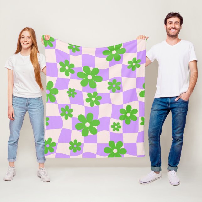 Cobertor De Velo Quadro de controlo do Groovy Daisy Floral, Y2K 90s (In Situ)