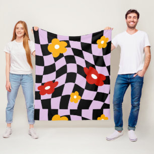 Cobertor De Velo Quadro de controlo do Groovy Daisy Floral, Y2K 90s