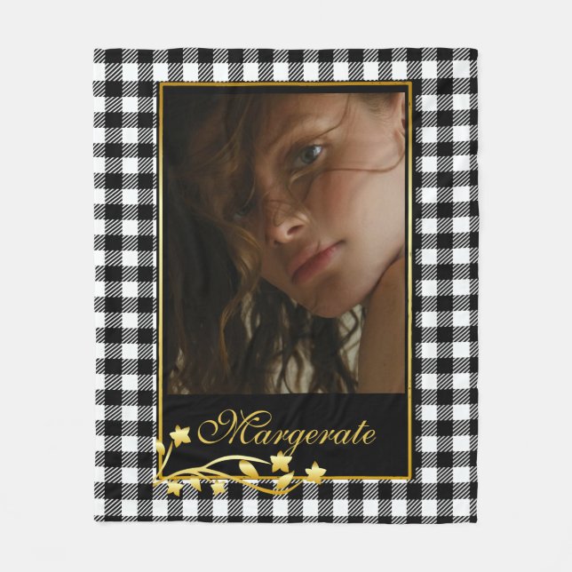 Cobertor De Velo Quadro Dourado de Fotografias Personalizadas a Pre (Frente)