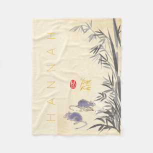 Cobertor De Velo Quadro original de Bamboo Rat chinês Ano Zodiac B