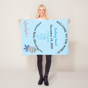 Cobertor De Velo Quadruplet Baby Boy Rattle Blue Fleece