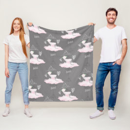Cobertor De Velo Quarto de Meninas Bailarina Pink & Grey Couture