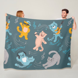 Cobertor De Velo Quarto-Padrão De Gatos Musicais Cutos