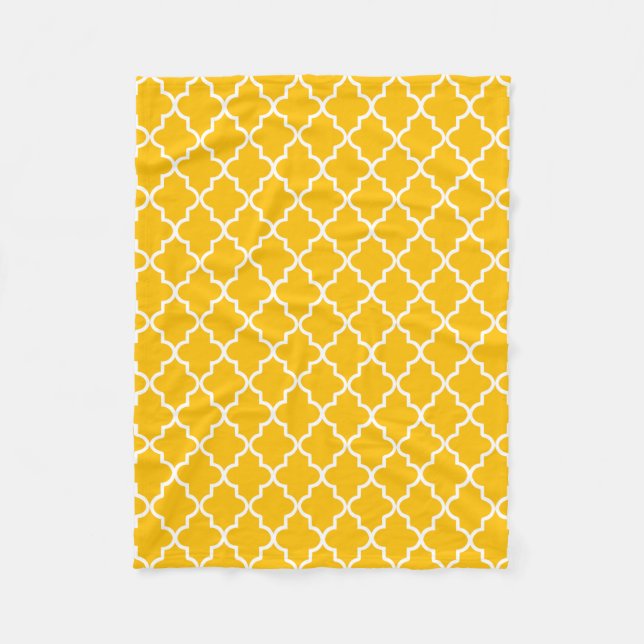 Cobertor De Velo Quatrefoil marroquino amarelo moderno e branco (Frente)