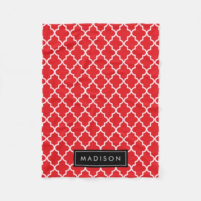 Cobertor De Velo Quatrefoil Preto e Vermelho Personalizado (Frente)