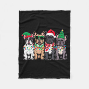 Cobertor De Velo Quatro cachorros Bulldog Francês Natal engraçado P