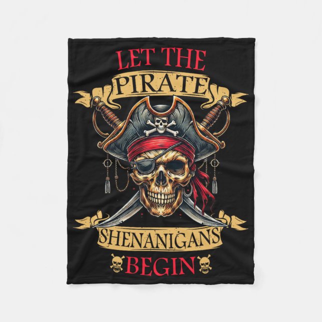 Cobertor De Velo Que Os Piratas Shenanigans Comecem O Crânio De Hal (Frente)