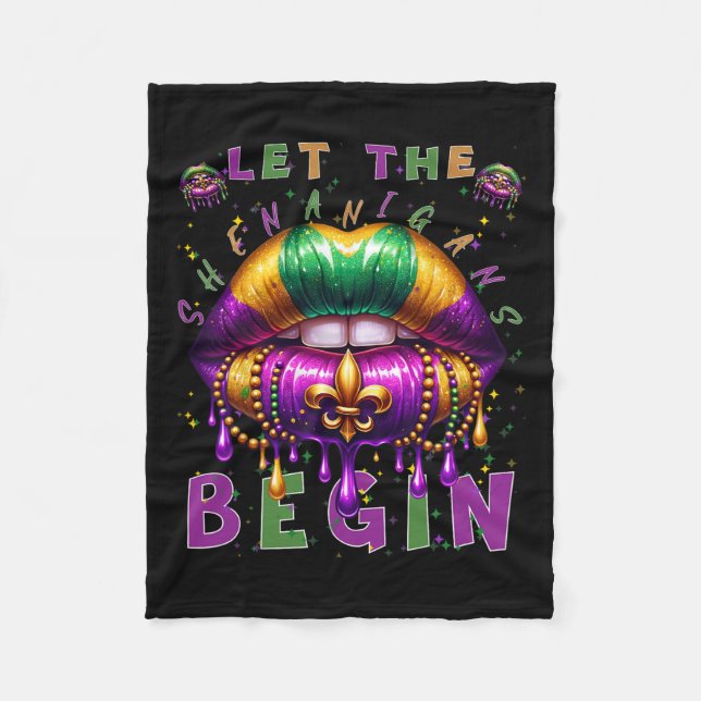 Cobertor De Velo Que Os Shenanigans Comecem A Mardi Gras Lábios Hom (Frente)