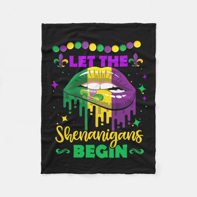 Cobertor De Velo Que Os Shenanigans Comecem A Mardi Gras Lábios Hom (Frente)