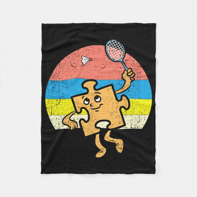 Cobertor De Velo Quebra-cabeça Badminton Player Autismo Sensibiliza (Frente)