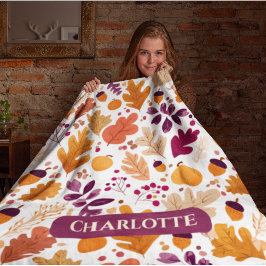 Cobertor De Velo Queda Personalizada - Nome das Folhas e Bolsas do 