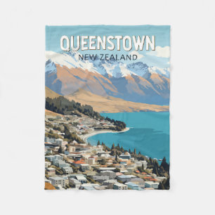 Cobertor De Velo Queenstown Nova Zelândia Viagem Art Vintage